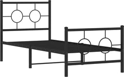 vidaXL - Bedframe - met - hoofd- - en - voeteneinde - metaal - zwart - 75x190 - cm