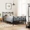 vidaXL - Bedframe - met - hoofd- - en - voeteneinde - metaal - zwart - 100x190 - cm
