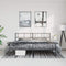vidaXL - Bedframe - met - hoofd- - en - voeteneinde - metaal - zwart - 193x203 - cm