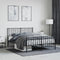 vidaXL - Bedframe - met - hoofd- - en - voeteneinde - metaal - zwart - 135x190 - cm