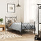 vidaXL - Bedframe - met - hoofd- - en - voeteneinde - metaal - zwart - 75x190 - cm