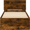 vidaXL - Bedframe - met - hoofdbord - bewerkt - hout - gerookt - eiken - 75x190 - cm