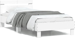 vidaXL - Bedframe - met - hoofdbord - bewerkt - hout - wit - 100x200 - cm
