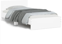 vidaXL - Bedframe - met - hoofdbord - bewerkt - hout - wit - 100x200 - cm