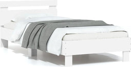 vidaXL - Bedframe - met - hoofdbord - bewerkt - hout - wit - 75x190 - cm