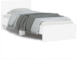 vidaXL - Bedframe - met - hoofdbord - bewerkt - hout - wit - 75x190 - cm