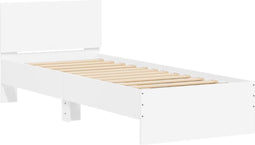 vidaXL - Bedframe - met - hoofdbord - bewerkt - hout - wit - 90x200 - cm