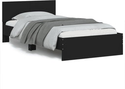 vidaXL - Bedframe - met - hoofdbord - bewerkt - hout - zwart - 100x200 - cm