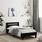 vidaXL - Bedframe - met - hoofdbord - bewerkt - hout - zwart - 100x200 - cm