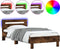 vidaXL - Bedframe - met - hoofdbord - en - LED - gerookt - eikenkleur - 100x200 - cm