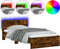 vidaXL - Bedframe - met - hoofdbord - en - LED - gerookt - eikenkleur - 100x200 - cm