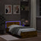 vidaXL - Bedframe - met - hoofdbord - en - LED - gerookt - eikenkleur - 100x200 - cm