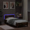 vidaXL - Bedframe - met - hoofdbord - en - LED - gerookt - eikenkleur - 100x200 - cm