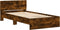 vidaXL - Bedframe - met - hoofdbord - en - LED - gerookt - eikenkleur - 100x200 - cm