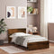 vidaXL - Bedframe - met - hoofdbord - en - LED - gerookt - eikenkleur - 100x200 - cm