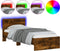 vidaXL - Bedframe - met - hoofdbord - en - LED - gerookt - eikenkleurig - 90x190 - cm