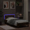vidaXL - Bedframe - met - hoofdbord - en - LED - gerookt - eikenkleurig - 90x200 - cm