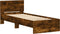 vidaXL - Bedframe - met - hoofdbord - en - LED - gerookt - eikenkleurig - 90x190 - cm