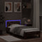 vidaXL - Bedframe - met - hoofdbord - en - LED - gerookt - eikenkleurig - 75x190 - cm