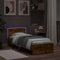 vidaXL - Bedframe - met - hoofdbord - en - LED - gerookt - eikenkleurig - 75x190 - cm