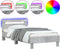 vidaXL - Bedframe - met - hoofdbord - en - LED-verlichting - betongrijs - 100x200 - cm