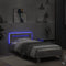 vidaXL - Bedframe - met - hoofdbord - en - LED-verlichting - betongrijs - 90x200 - cm