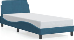 vidaXL - Bedframe - met - hoofdbord - fluweel - blauw - 90x200 - cm