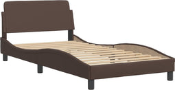 vidaXL - Bedframe - met - hoofdbord - kunstleer - bruin - 100x200 - cm