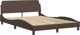 vidaXL - Bedframe - met - hoofdbord - kunstleer - bruin - 140x200 - cm