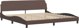 vidaXL - Bedframe - met - hoofdbord - kunstleer - bruin - 200x200 - cm
