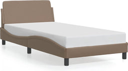 vidaXL - Bedframe - met - hoofdbord - kunstleer - cappuccinokleurig - 100x200 - cm