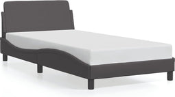 vidaXL - Bedframe - met - hoofdbord - kunstleer - grijs - 100x200 - cm