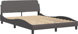 vidaXL - Bedframe - met - hoofdbord - kunstleer - grijs - 120x200 - cm