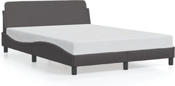 vidaXL - Bedframe - met - hoofdbord - kunstleer - grijs - 140x190 - cm