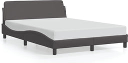 vidaXL - Bedframe - met - hoofdbord - kunstleer - grijs - 140x200 - cm