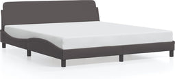 vidaXL - Bedframe - met - hoofdbord - kunstleer - grijs - 180x200 - cm