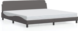 vidaXL - Bedframe - met - hoofdbord - kunstleer - grijs - 200x200 - cm