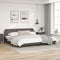 vidaXL - Bedframe - met - hoofdbord - kunstleer - grijs - 200x200 - cm