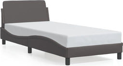 vidaXL - Bedframe - met - hoofdbord - kunstleer - grijs - 90x200 - cm