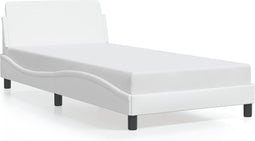 vidaXL - Bedframe - met - hoofdbord - kunstleer - wit - 100x200 - cm