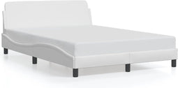 vidaXL - Bedframe - met - hoofdbord - kunstleer - wit - 120x200 - cm