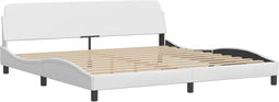 vidaXL - Bedframe - met - hoofdbord - kunstleer - wit - 200x200 - cm