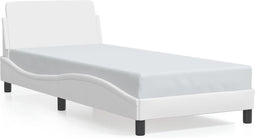 vidaXL - Bedframe - met - hoofdbord - kunstleer - wit - 90x200 - cm