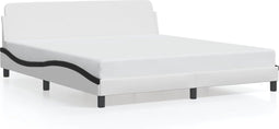 vidaXL - Bedframe - met - hoofdbord - kunstleer - wit - en - zwart - 180x200 - cm