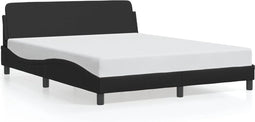 vidaXL - Bedframe - met - hoofdbord - kunstleer - zwart - 160x200 - cm