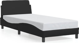 vidaXL - Bedframe - met - hoofdbord - kunstleer - zwart - 90x200 - cm