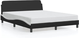 vidaXL - Bedframe - met - hoofdbord - kunstleer - zwart - en - wit - 160x200 - cm