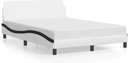 vidaXL - Bedframe - met - hoofdbord - kunstleer - zwart - en - wit - 140x200 - cm