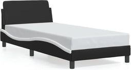 vidaXL - Bedframe - met - hoofdbord - kunstleer - zwart - en - wit - 90x200 - cm