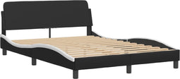 vidaXL - Bedframe - met - hoofdbord - kunstleer - zwart - en - wit - 140x190 - cm